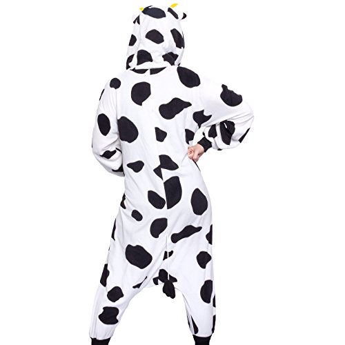 Silver Lilly Unisex Adult Pajamas - Plush One Piece Cosplay Cow Animal Costume - Image 5