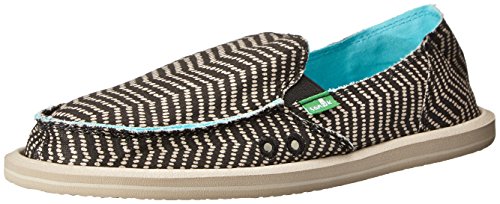 Sanuk Women's W Donna Deco Slip-On Loafer, Black/Natural, 8 M US
