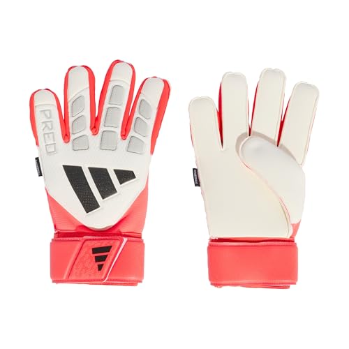 adidas Unisex Predator Goalkeeper Glove Match FINGERSAVE, White/Lucid red/Black, 10