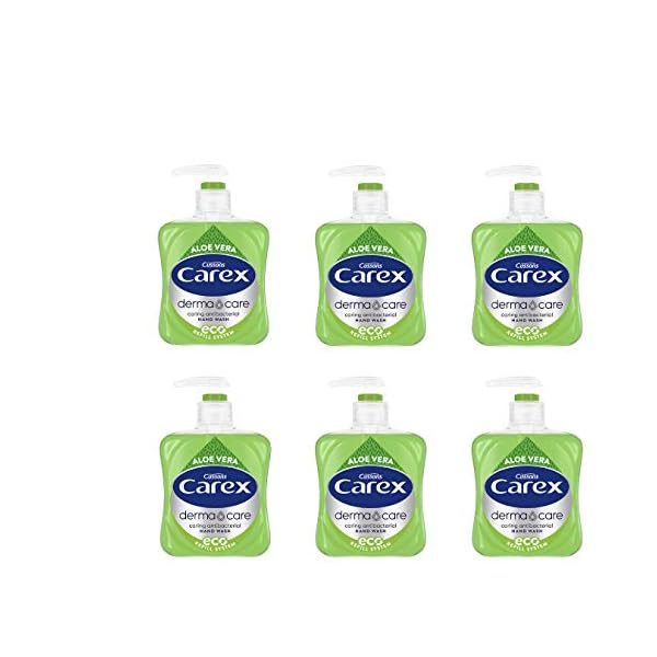 Carex-Dermacare-Aloe-Vera-Antibacterial-Hand-Wash-Pack-of-6-Cleansing-Hand-Soap-thats-gentle-and-Protects-Hands-Antibacterial-Soap-with-Added-Moisturisers-Aloe-Vera-Soap-250-ml-Pack-of-6 Carex 2 Hour Protection Antibacterial Aloe Vera Hand Wash, Liquid Hand Soap with Natural Moisturisers, Gentle and…