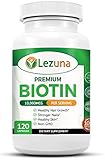 Lezuna Premium Biotin Supplement 10,000 MCG, Vegan Friendly, Non-GMO, All Natural Hair Growth Support, Nail Strength - 120 Capsules