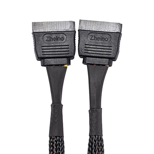 Zheino 2 Pack 15 Pin to Dual 15 Pin SATA Power Splitter Cable Distribution Cable 15cm