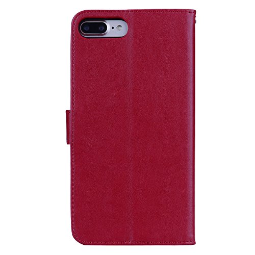 Scheam iPhone 7 Plus iPhone 8 Plus Wallet Leather Case Protective Durable Phone case Shell Folio flip Cell Phone Cover Bag Card Slots,Cash Pocket,Red