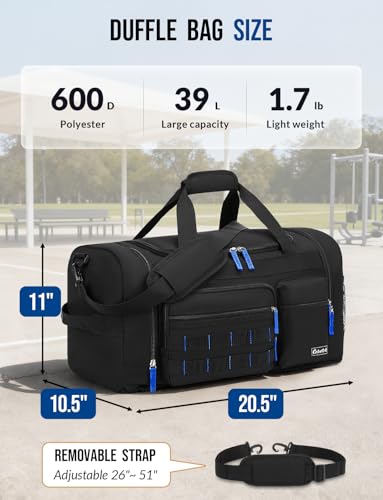 Celvetch Gym Bag with Shoes Compartment 3-in-1 Sports Travel Duffel Bag Weekender Overnight Backpack with Wet Pocket, Black, 39L-Medium