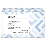 Amazon Brand - Solimo Fabric Softener Sheets, Free & Clear , 240 Count