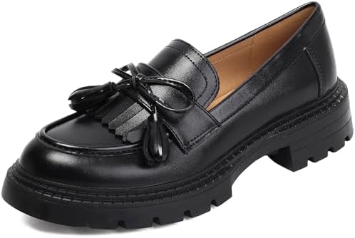 Amazon.com | MASIKA Black Platform Loafers for Women - Women's