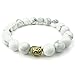 KONOV Howlite Turquoise Mens Womens Bracelet, 10mm Energy Bead, Buddha Mala, White Gold