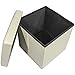 Sorbus Storage Ottoman Bench, Folding Cube Ottoman, Great for Hassock, Foot Stool, Seat, Coffee Table, Storage Chest, and More Contemporary, Faux Leather (Beige)