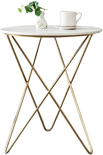 DEE Creative Office Tables Storage Shelf End Table Living Room Marble Small Round Table Sofa Side Table Bedside Table Balcony Leisure Table Home Bedroom Learn Work Desk,50×62Cm