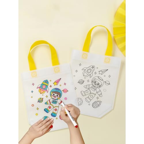 AM ANNA 30 Pieces Cute Coloring Goodie Bags, DIY Graffiti Coloring Bags Color Your Own Art Goodie Bags for Class Exchange Gifts&Carnival Animal Party Favor Supplies,Birthday Reusable Party Favor Bags