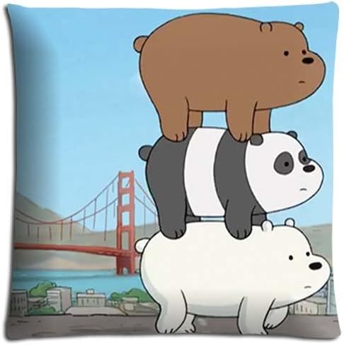 Softness Polyester Cotton Zippered We Bare Bears Bedroom Pillow Protector Cases Breathable 18x18 inch 45x45 cm