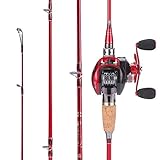 Sougayilang Baitcasting Fishing Rod with Reel Combos, Medium Power Portable Carbon Travel Fishing Pole,4Piece
