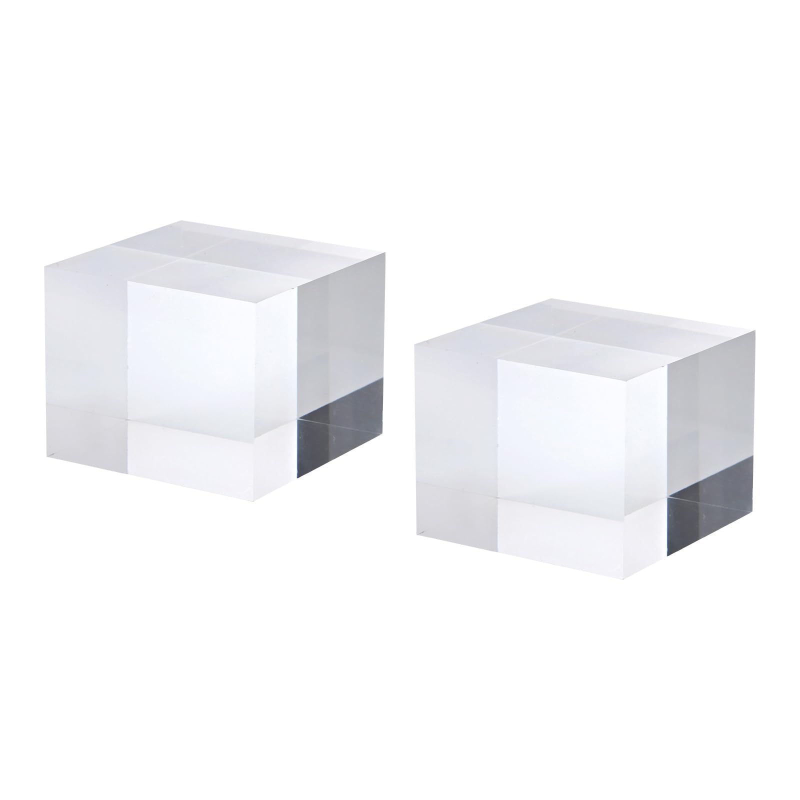 PATIKIL 2"x2"x1.5" Jewelry Display Riser, 2 Pack Polished Acrylic Cube Display Stand Block Collection Showcase Ring Holder Square, Clear