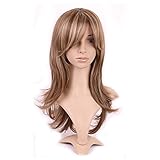 Heat Resistant Synthetic Wig Japanese Kanekalon Fiber 70 Styles Full Wig with Bangs Long Hair Full Head for Women Girls Lady Fashion and Beauty,15.5'' / 15.5 inch,Light brown blonde mix