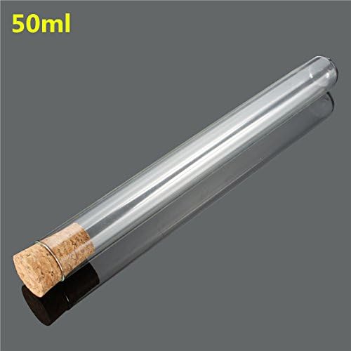 Focalwanna 10Pcs Lab Glass Test Tube Set With Cork Stopper 50ml