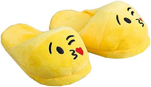 Emojeez Anti-Slip House Soft Plush Emoji Characters Slippers Indoor Shoes - Face Throwing a Kiss Emoji