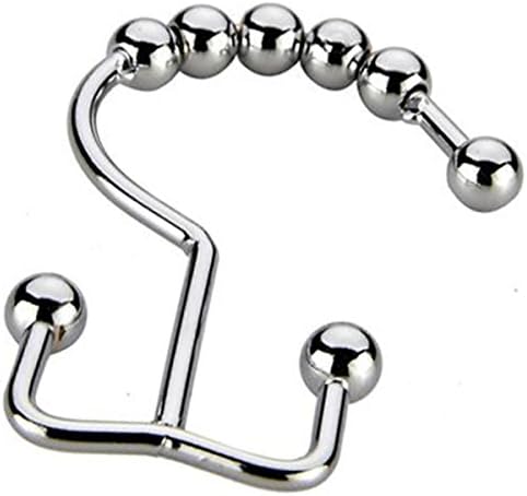eT's Premium Shower Curtain Hooks, Rings, Double Hooks, Heavy Duty 100% Stainless Steel Rustproof Polished Chrome, 12 Piece Set