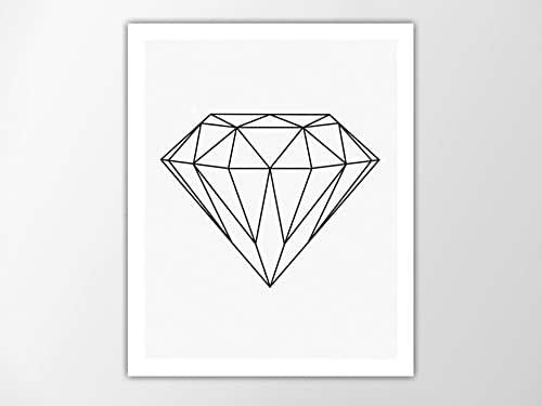 Amazon.com: Geometric Diamond Print, Minimalist Wall Art, Modern Art ...
