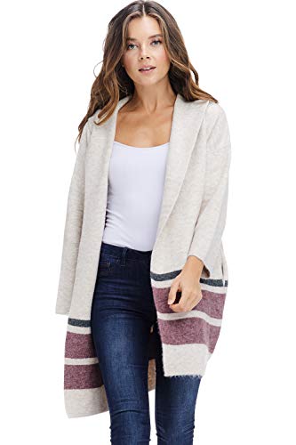 Womens Fall Hoodie Jacket Coat - Open Front Brushed Sweater