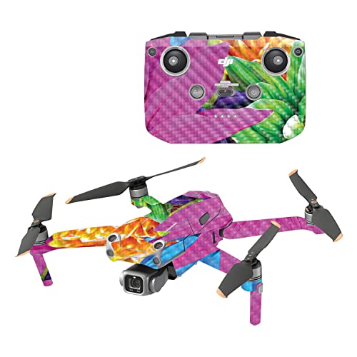 MightySkins Carbon Fiber Skin Compatible with DJI Air 2S - Colorful Flowers | P…