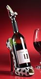 Snow White Leopard Print Peep Toe High Heel Stiletto Shoe Wine Bottle Holder and Stopper Set