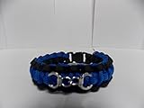 Police Thin Blue Line Paracord Survival Bracelet with Handcuff Pendant Charm 10 Styles to Choose From By Bostonred2010 (BLACK AND BLUE WITH 3/8 BUCKLE, 7 INCHES)