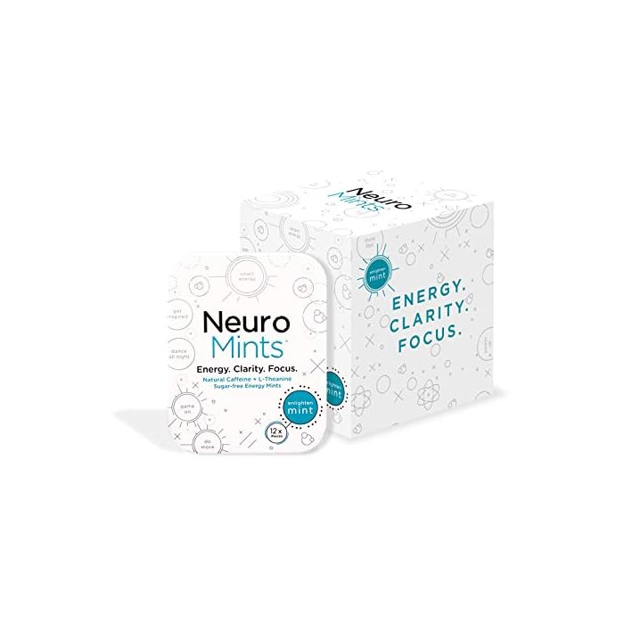 Neuro Mints | Nootropic Energy Caffeine Mints | 40mg Caffeine + 60mg L-theanine + B Vitamins for Energy and Focus, Sugar…