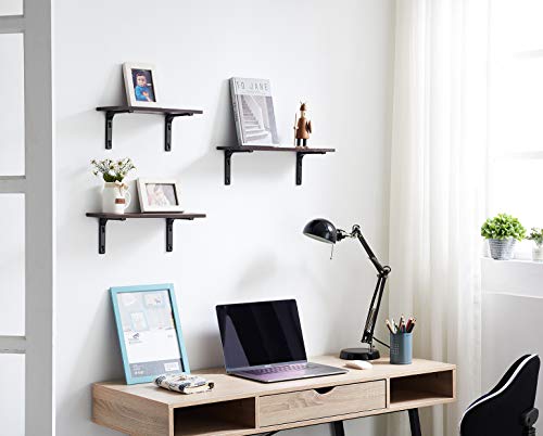 EKNITEY Floating Shelves Wall Mounted, Rustic Wood Wall Shelves Book Shelf Multipurpose Wall Storage Shelves Set of 3 Decor Display Shelves for Living Room/Bedroom/Bathroom/Kitchen (Brown)