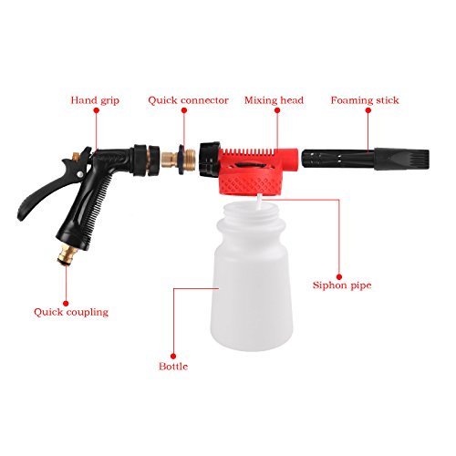 Powstro Car Cleaning Foam Gun Multifunctional Washing Foamaster Gun Water Soap Shampoo Sprayer 900ml for Van Motorcycle Vehicle (Red) - Thumbnail 4