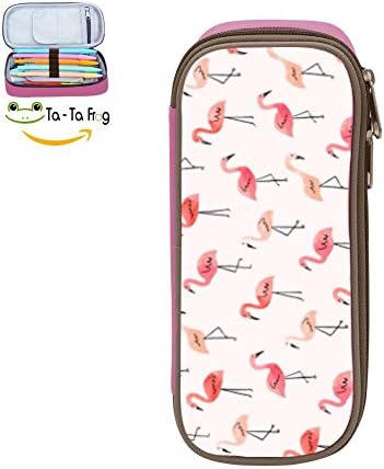 Big Capacity Zipper Flamingo Durable Canvas Collection Pencil Case For School Students Pink