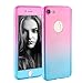 iPhone 7 Plus 5.5 Inch Full Body Hard Case-Auroralove 360 Degree Full Protective Slim Sleek Front Back Case for iPhone 7 Plus 5.5 Inch with Tempered Glass Screen Protector(Pink+Blue)