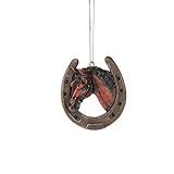 Brown Horse Head in Horse Shoe Christmas Tree Ornament