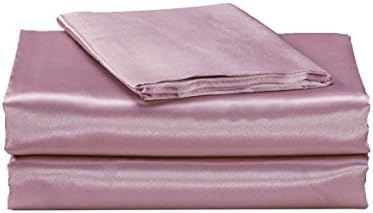 EliteHomeProducts EHP Super Soft and Silky Satin Sheet Set (Solid/Deep Pocket) (Twin, Light Pink)