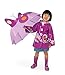 Kidorable Purple Butterfly Umbrella for Girls w/Fun Butterfly Handle, Pop-Up Wings, Antennae, 1 Size