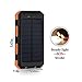 20000mAh Solar Power Bank Solar Charger Waterproof Portable External Battery USB Charger Built in LED light with Compass for iPad iPhone Android Cellphones (Black & Orange)