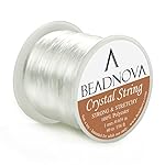 BEADNOVA 1mm Elastic Stretch Polyester Crystal String Cord for Jewelry Making Bracelet Beading Thread 60m/roll (Clear White)