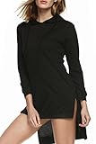 Zeagoo Women Double Split Top Hooded Irregular Long Loose Side Slit Hoodie