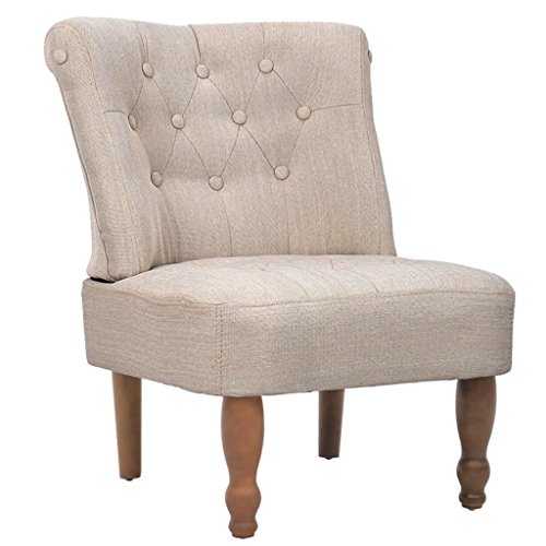 Unfade Memory French Chair Modern Accent Slipper Chairs for Living Room, Bedroom Fabric (Cream)