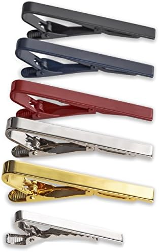 Tie Bar Clip Set for Men -[6 Pc]- Pinch / Hold Skinny &amp; Regular Ties