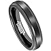 MNH Tungsten Ring Men Black Plating Wedding Band Women 4mm Matte Finish Comfort Fit Polished Edge 7-13