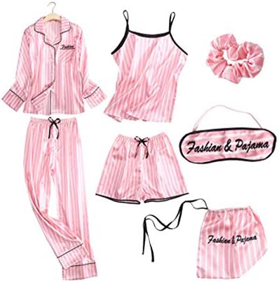 Pajamas Set Satin Femme Pyjama Stitch Lingerie Robe Home Sleepwear Pjs Fashion