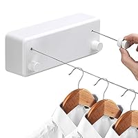 Hoimpro Retractable Clothesline with Adjustable Stainless Steel Double Rope String Hotel Style Heavy Duty for Bathroom, Wall Mounted Laundry Drying Line for Shower, 14 Feet Indoor Clothes Line, White