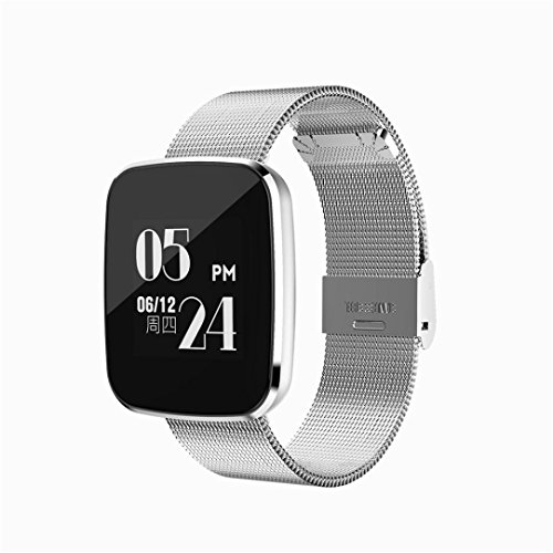 Lisin V6 Bluetooth 4.0 LED Heart Rate Smart Sports Wrist Watch Bracelet Sport Watches (Silver)