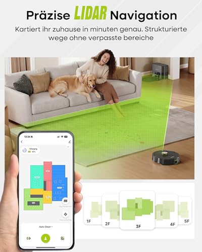 MONSGA Saugroboter mit Wischfunktion 8000PA, Staubsauger Roboter mit Absaugstation 4L, LiDAR Navigation,Dual Anti-Tangle System,4-in-1 Saug und Wischroboter ideal für Teppich Tierhaare, APP Steuerung