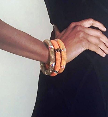 Maasai Beaded Hand-made Bangle Bracelets (Set of 3) Pick your Colors.