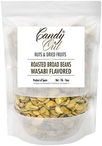 Candy Out Fried Wasabi Broad Beans 1 Pound Wasabi Flavored Roasted Fava Beans