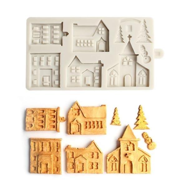 3D Xmas Christmas Tree House Silicone Mold For Fondant Cake Decor Chocolate Sugarcraft Gingerbread Baking Mould