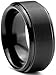 Tungsten Wedding Band Ring 10mm for Men Women Comfort Fit Black Beveled Edge Polished Brushed