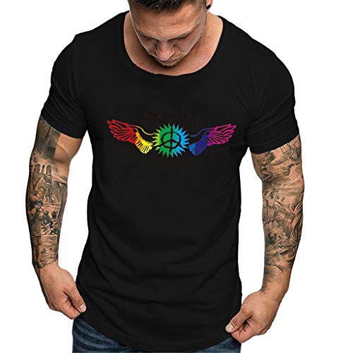 Ximandi Men Fashion Solid Printing Style Cotton Design T-Shirt Casual Shirts Tops Blouse Black