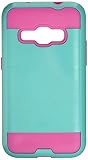 Asmyna Cell Phone Case for Samsung Galaxy J1 - Teal Green/Hot Pink